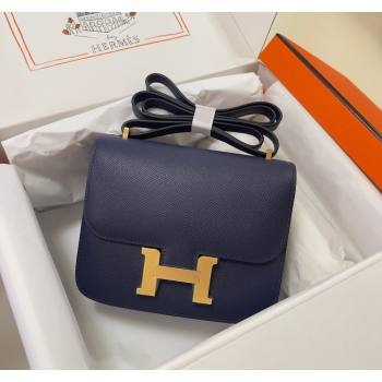 Hermes Constance Mini Bag 18cm in Epsom Palm-Grained Leather Stone Blue/Gold 2024 (Half Handmade) (FLI-240828098)