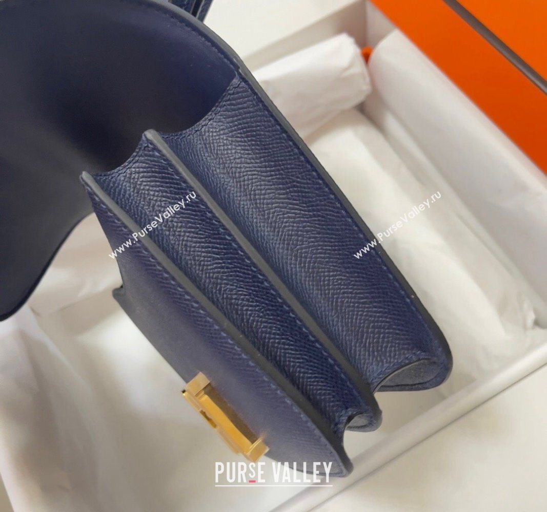 Hermes Constance Mini Bag 18cm in Epsom Palm-Grained Leather Stone Blue/Gold 2024 (Half Handmade) (FLI-240828098)