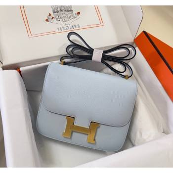 Hermes Constance Mini Bag 18cm in Epsom Palm-Grained Leather Grail Blue/Gold 2024 (Half Handmade) (FLI-240828099)