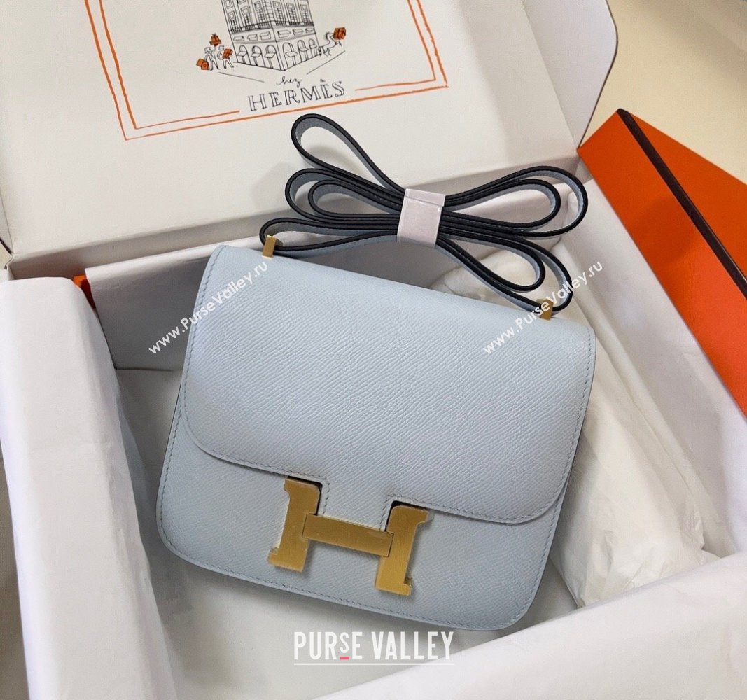 Hermes Constance Mini Bag 18cm in Epsom Palm-Grained Leather Grail Blue/Gold 2024 (Half Handmade) (FLI-240828099)