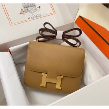 Hermes Constance Mini Bag 18cm in Epsom Palm-Grained Leather Milk Tea Beige/Gold 2024 (Half Handmade) (FLI-240828061)