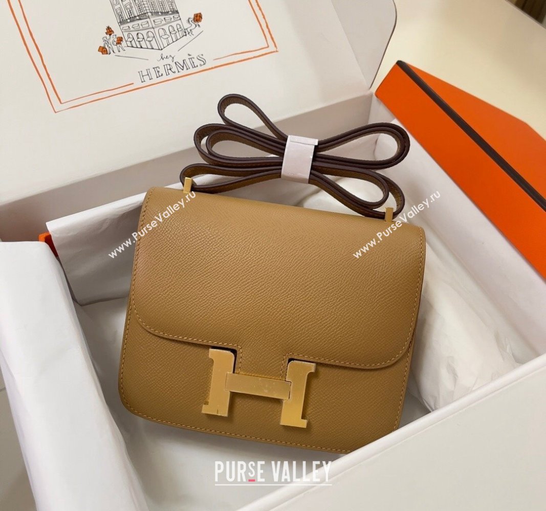 Hermes Constance Mini Bag 18cm in Epsom Palm-Grained Leather Milk Tea Beige/Gold 2024 (Half Handmade) (FLI-240828061)