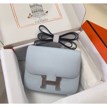 Hermes Constance Mini Bag 18cm in Epsom Palm-Grained Leather Grail Blue/Silver 2024 (Half Handmade) (FLI-240828100)