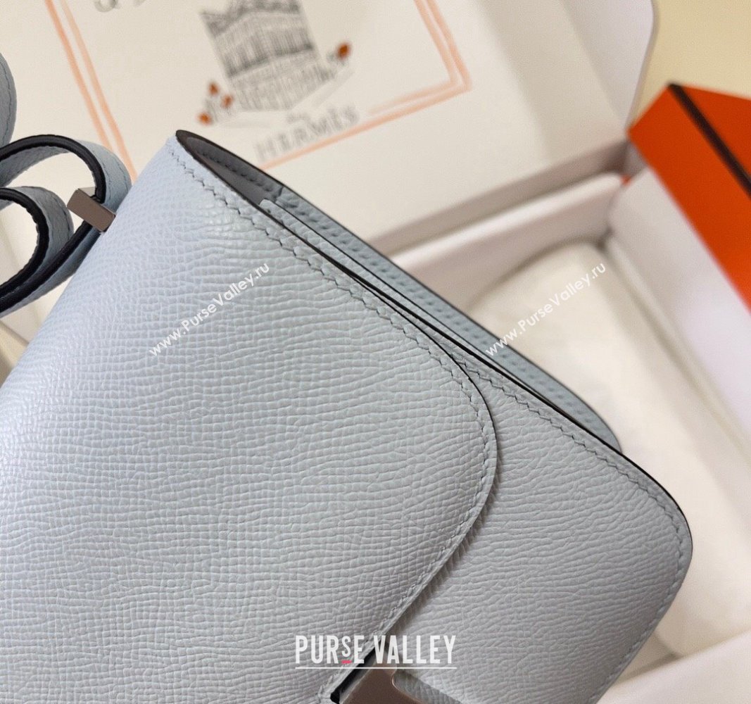 Hermes Constance Mini Bag 18cm in Epsom Palm-Grained Leather Grail Blue/Silver 2024 (Half Handmade) (FLI-240828100)