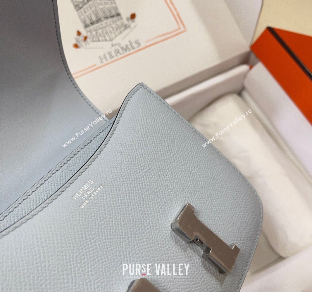 Hermes Constance Mini Bag 18cm in Epsom Palm-Grained Leather Grail Blue/Silver 2024 (Half Handmade) (FLI-240828100)