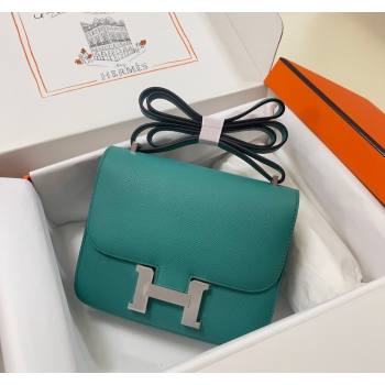 Hermes Constance Mini Bag 18cm in Epsom Palm-Grained Leather Verona Green/Silver 2024 (Half Handmade) (FLI-240828101)