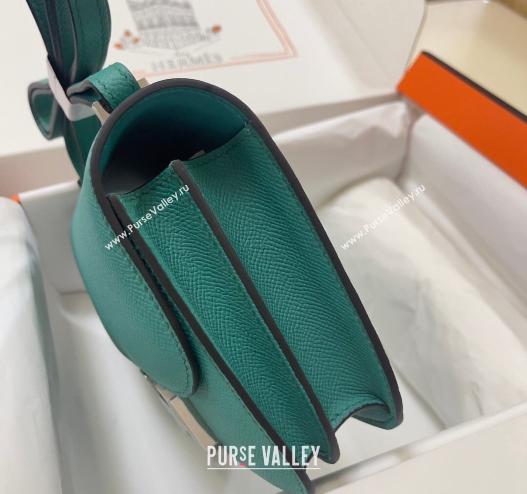 Hermes Constance Mini Bag 18cm in Epsom Palm-Grained Leather Verona Green/Silver 2024 (Half Handmade) (FLI-240828101)