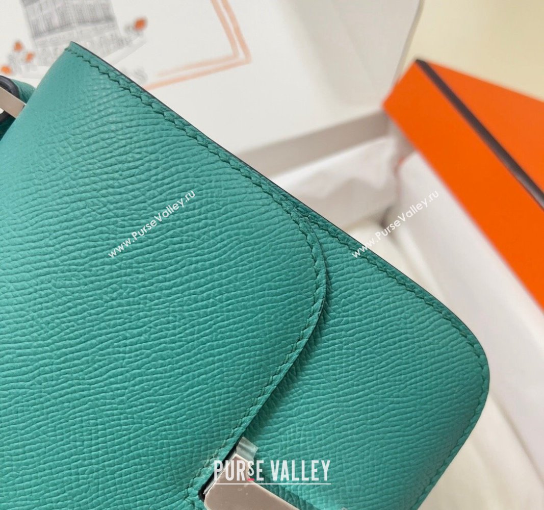 Hermes Constance Mini Bag 18cm in Epsom Palm-Grained Leather Verona Green/Silver 2024 (Half Handmade) (FLI-240828101)