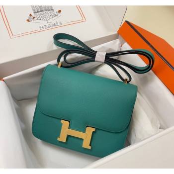 Hermes Constance Mini Bag 18cm in Epsom Palm-Grained Leather Verona Green/Gold 2024 (Half Handmade) (FLI-240828102)