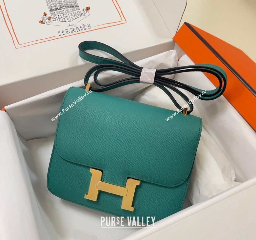 Hermes Constance Mini Bag 18cm in Epsom Palm-Grained Leather Verona Green/Gold 2024 (Half Handmade) (FLI-240828102)