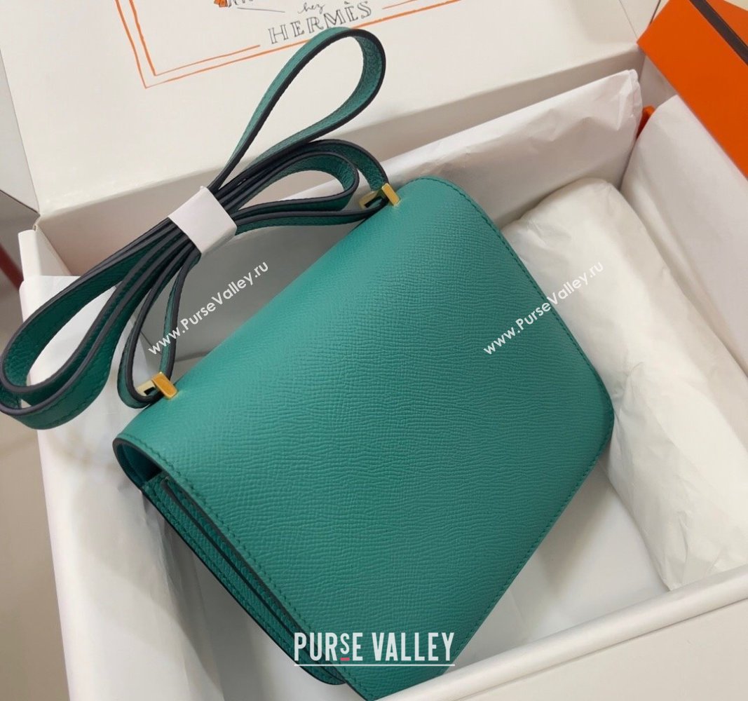 Hermes Constance Mini Bag 18cm in Epsom Palm-Grained Leather Verona Green/Gold 2024 (Half Handmade) (FLI-240828102)