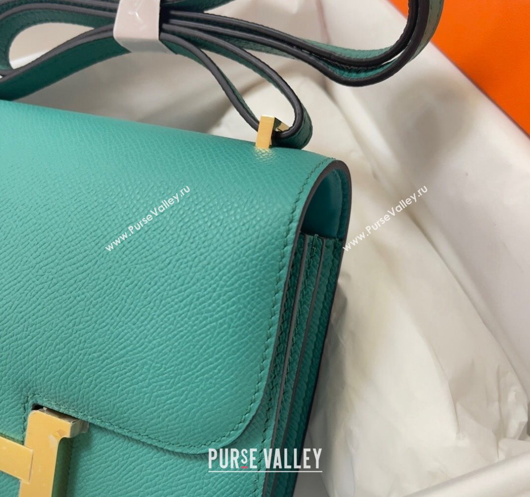 Hermes Constance Mini Bag 18cm in Epsom Palm-Grained Leather Verona Green/Gold 2024 (Half Handmade) (FLI-240828102)