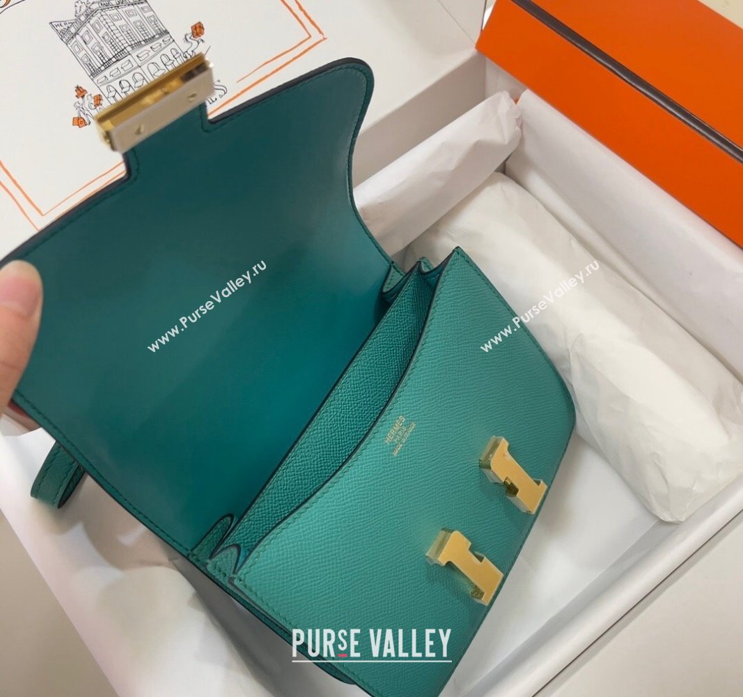 Hermes Constance Mini Bag 18cm in Epsom Palm-Grained Leather Verona Green/Gold 2024 (Half Handmade) (FLI-240828102)