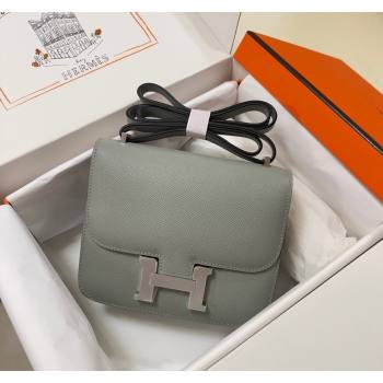 Hermes Constance Mini Bag 18cm in Epsom Palm-Grained Leather Seagull Grey/Silver 2024 (Half Handmade) (FLI-240828103)