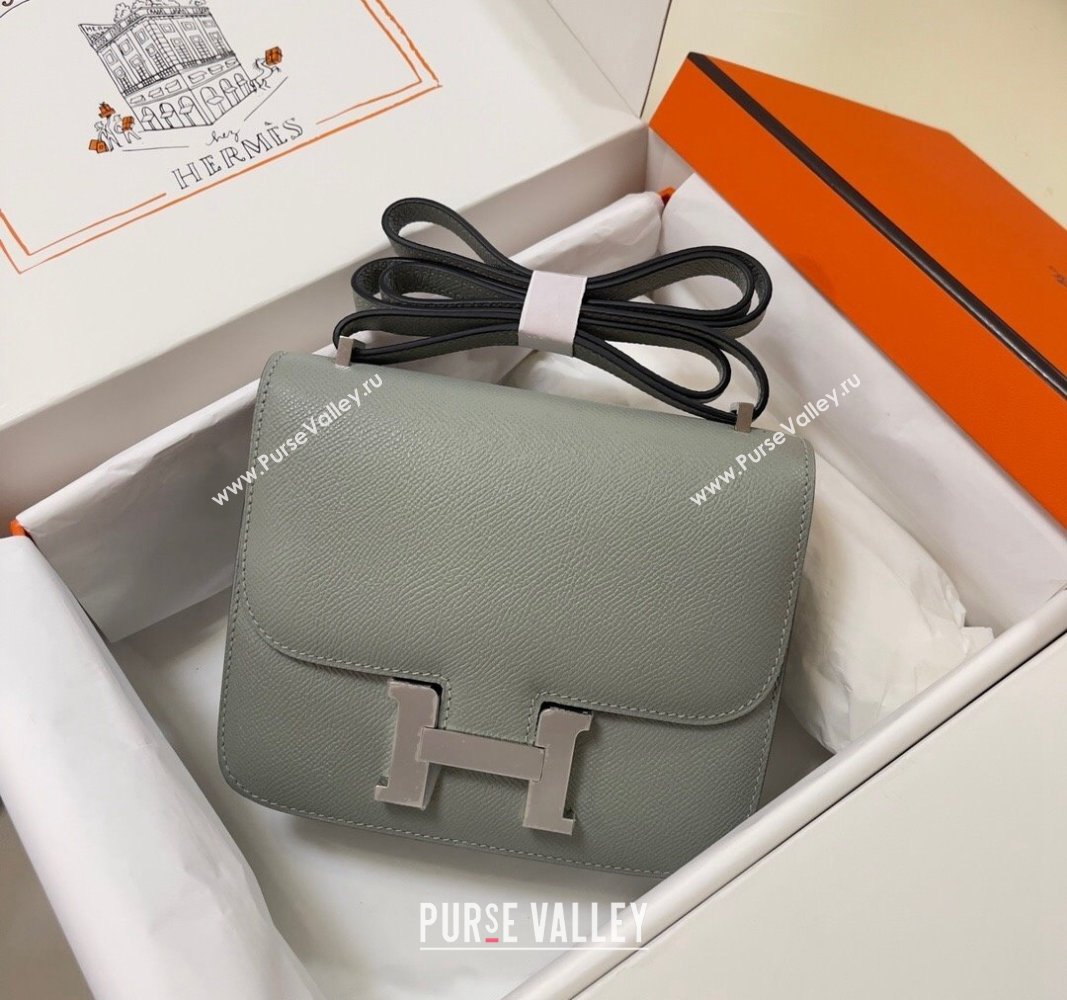 Hermes Constance Mini Bag 18cm in Epsom Palm-Grained Leather Seagull Grey/Silver 2024 (Half Handmade) (FLI-240828103)