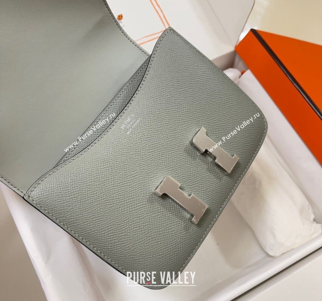 Hermes Constance Mini Bag 18cm in Epsom Palm-Grained Leather Seagull Grey/Silver 2024 (Half Handmade) (FLI-240828103)