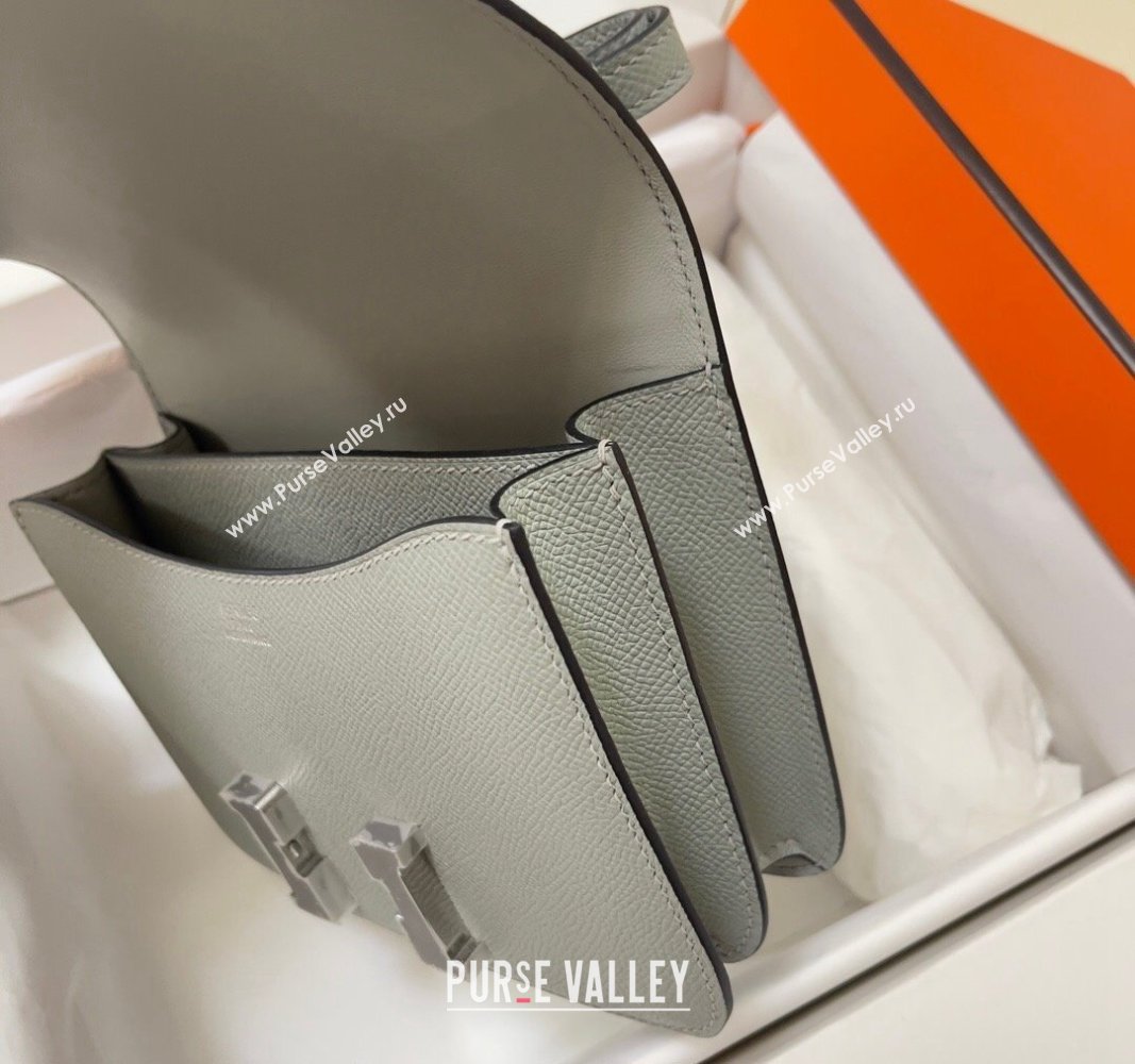 Hermes Constance Mini Bag 18cm in Epsom Palm-Grained Leather Seagull Grey/Silver 2024 (Half Handmade) (FLI-240828103)