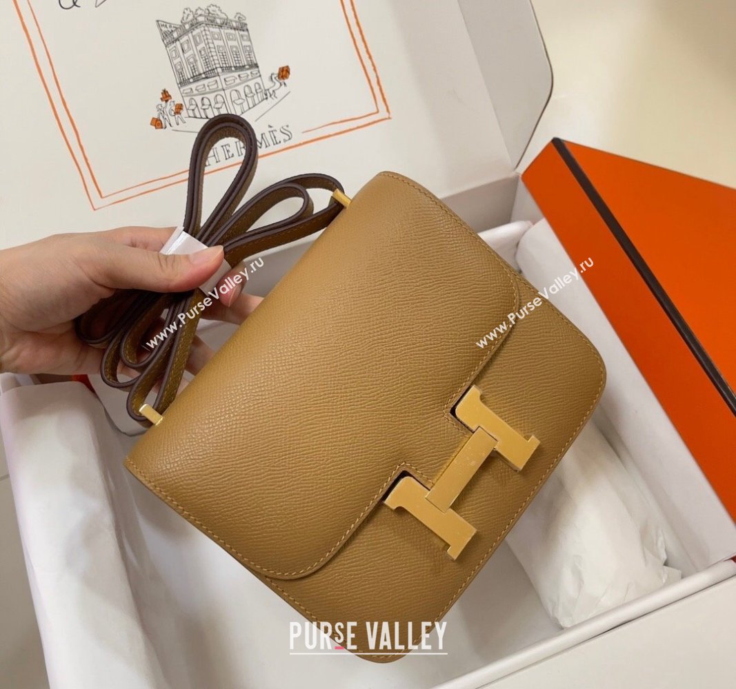 Hermes Constance Mini Bag 18cm in Epsom Palm-Grained Leather Milk Tea Beige/Gold 2024 (Half Handmade) (FLI-240828061)