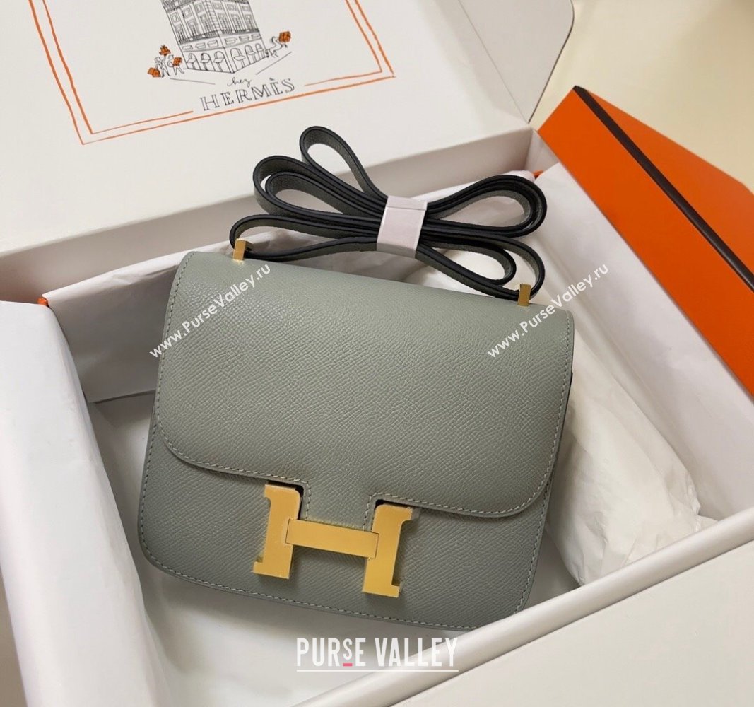 Hermes Constance Mini Bag 18cm in Epsom Palm-Grained Leather Seagull Grey/Gold 2024 (Half Handmade) (FLI-240828104)