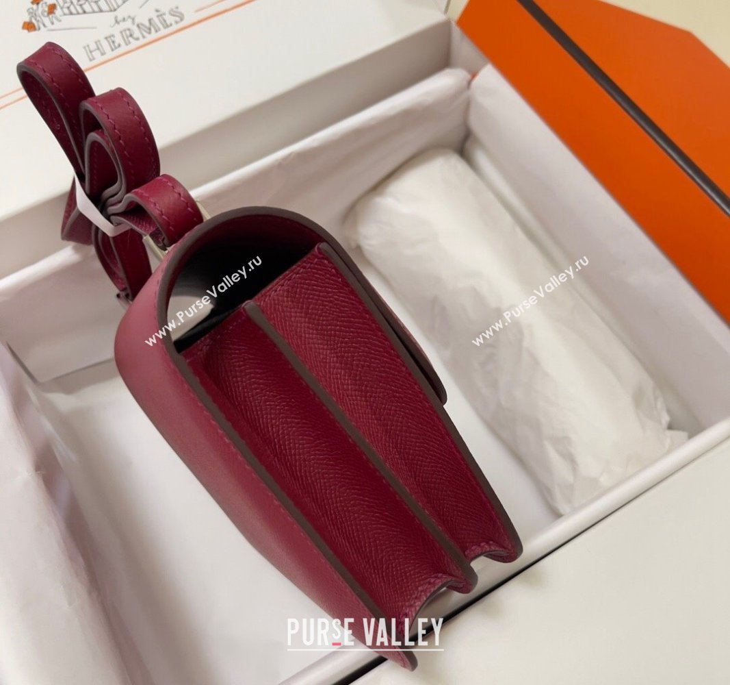 Hermes Constance Mini Bag 18cm in Epsom Palm-Grained Leather Pomegranate Red/Silver 2024 (Half Handmade) (FLI-240828105)