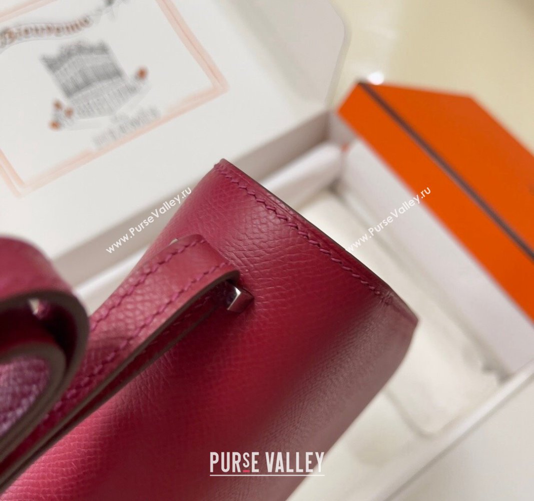 Hermes Constance Mini Bag 18cm in Epsom Palm-Grained Leather Pomegranate Red/Silver 2024 (Half Handmade) (FLI-240828105)