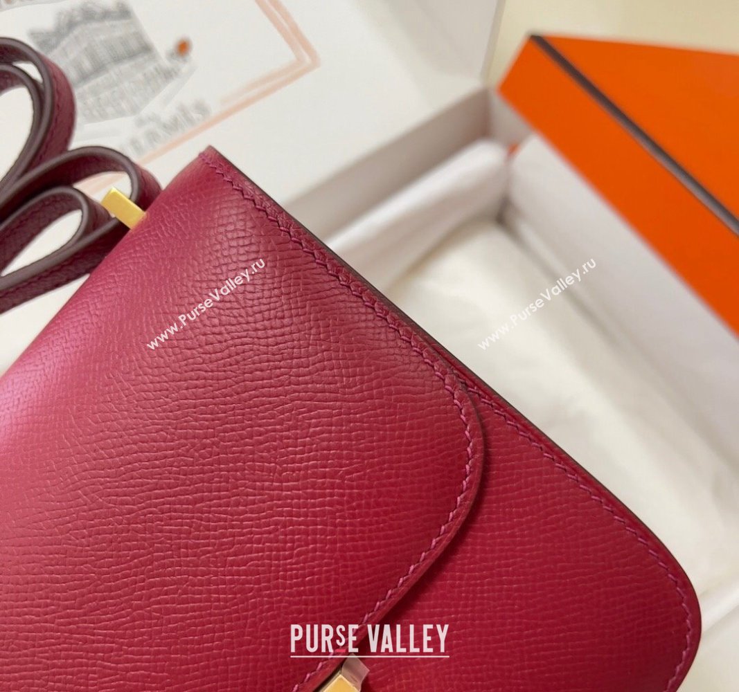 Hermes Constance Mini Bag 18cm in Epsom Palm-Grained Leather Pomegranate Red/Gold 2024 (Half Handmade) (FLI-240828106)