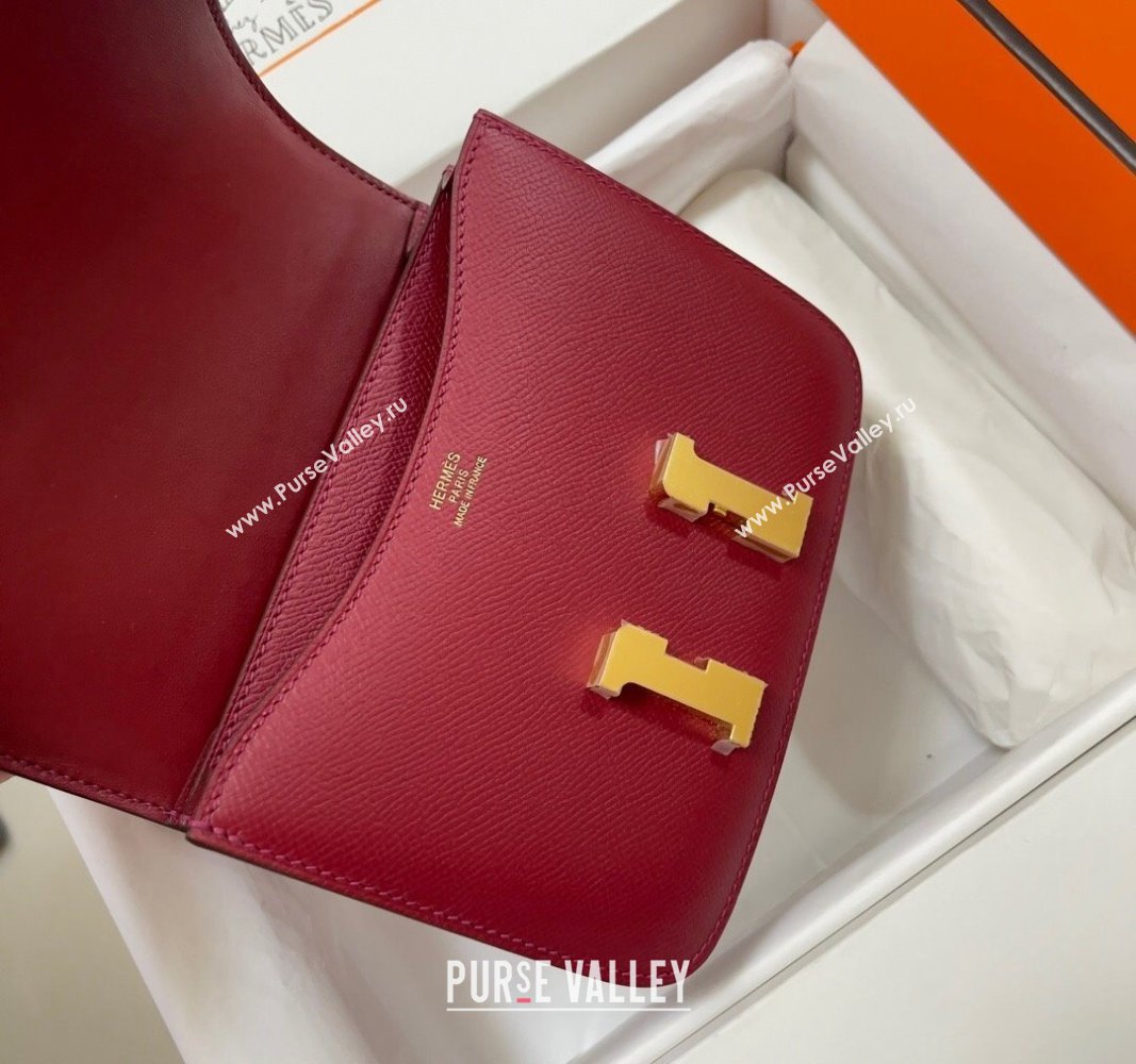 Hermes Constance Mini Bag 18cm in Epsom Palm-Grained Leather Pomegranate Red/Gold 2024 (Half Handmade) (FLI-240828106)