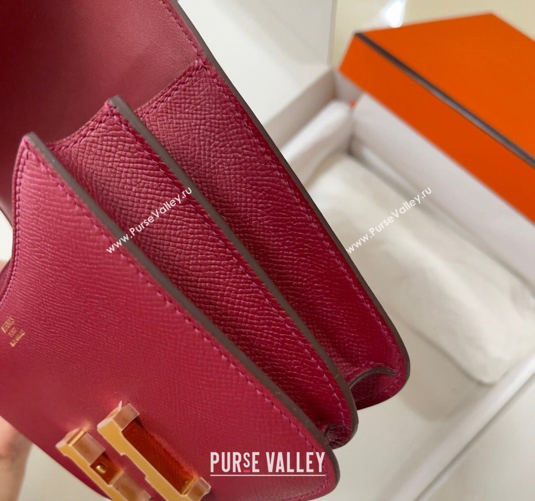 Hermes Constance Mini Bag 18cm in Epsom Palm-Grained Leather Pomegranate Red/Gold 2024 (Half Handmade) (FLI-240828106)