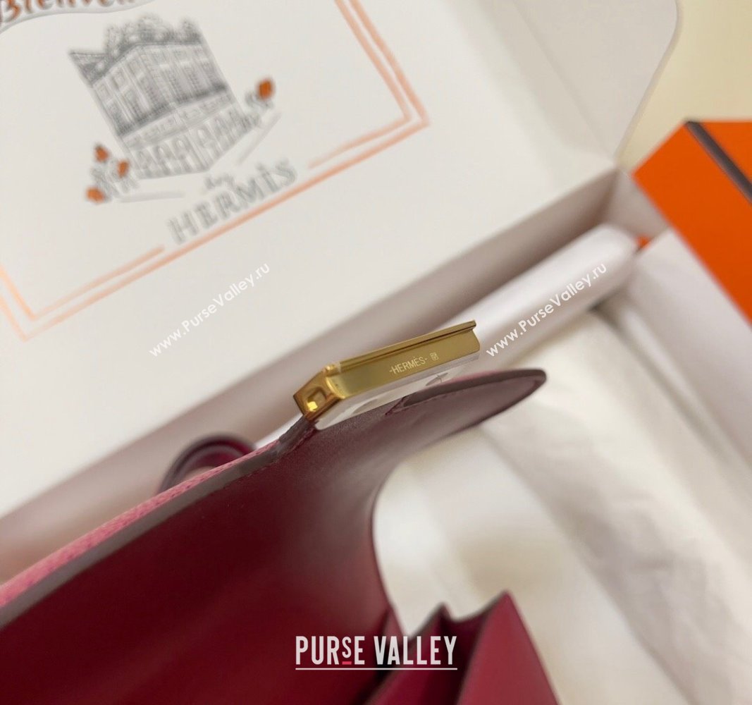 Hermes Constance Mini Bag 18cm in Epsom Palm-Grained Leather Pomegranate Red/Gold 2024 (Half Handmade) (FLI-240828106)