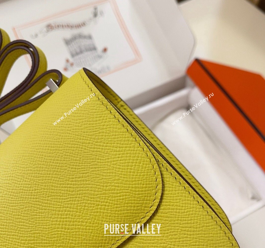 Hermes Constance Mini Bag 18cm in Epsom Palm-Grained Leather Lemon Yellow/Silver 2024 (Half Handmade) (FLI-240828107)