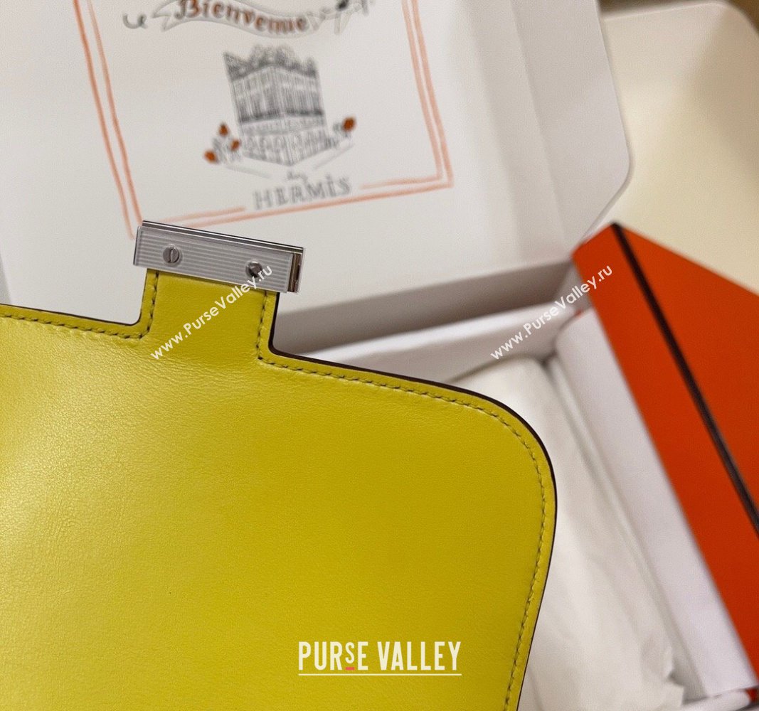 Hermes Constance Mini Bag 18cm in Epsom Palm-Grained Leather Lemon Yellow/Silver 2024 (Half Handmade) (FLI-240828107)