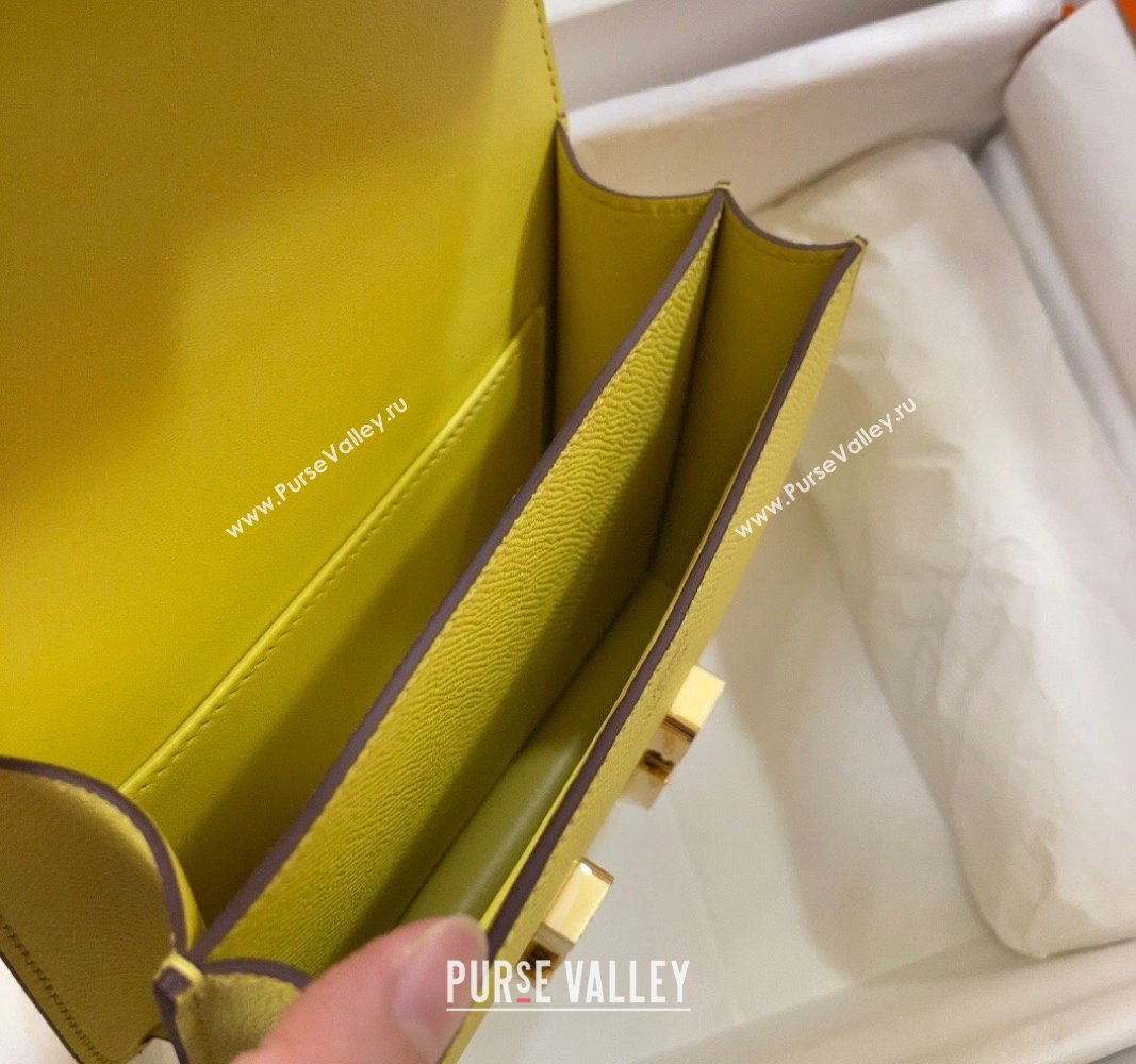 Hermes Constance Mini Bag 18cm in Epsom Palm-Grained Leather Lemon Yellow/Gold 2024 (Half Handmade) (FLI-240828108)