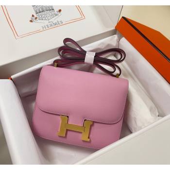 Hermes Constance Mini Bag 18cm in Epsom Palm-Grained Leather Mallow Purple/Gold 2024 (Half Handmade) (FLI-240828064)