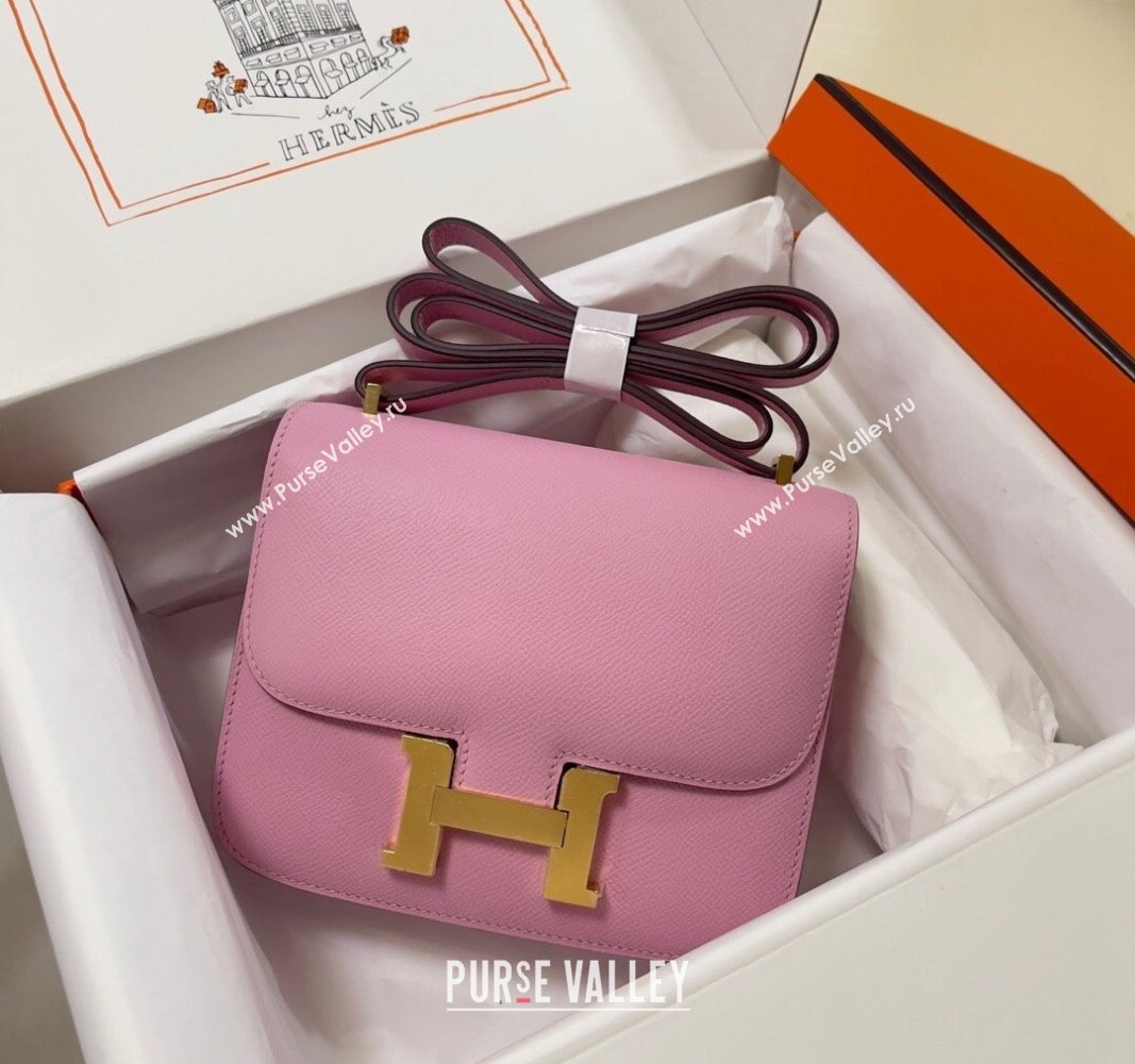 Hermes Constance Mini Bag 18cm in Epsom Palm-Grained Leather Mallow Purple/Gold 2024 (Half Handmade) (FLI-240828064)