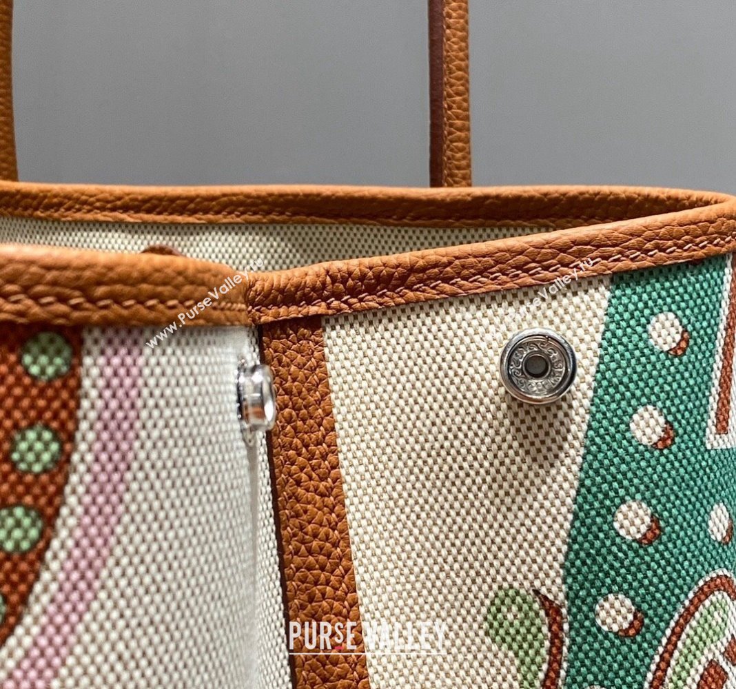 Hermes Garden Party Bag 30/36cm in Printed Canvas and Calfskin Brown/Multi 2024 (Half Handmade) (FLI-240828120)