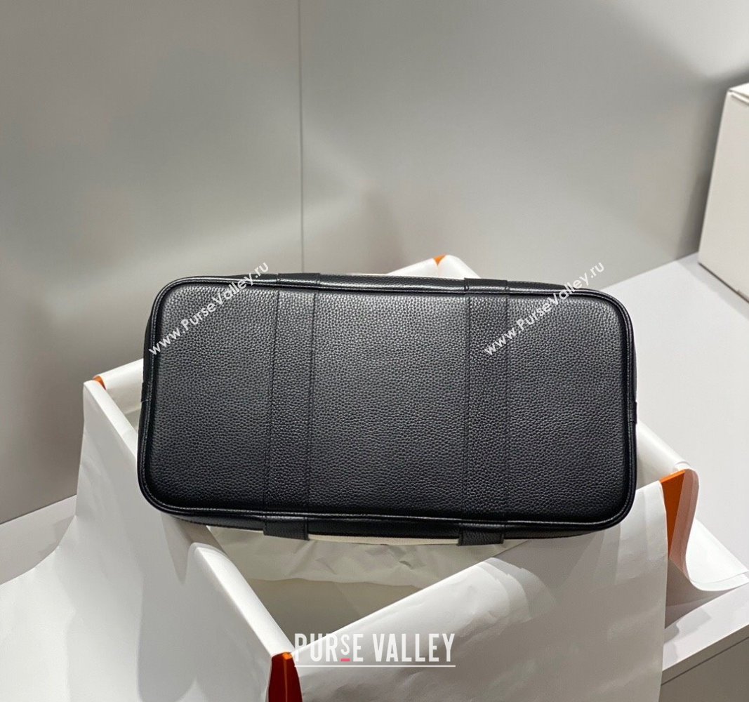 Hermes Garden Party Bag 30/36cm in Printed Canvas and Calfskin Black 06 2024 (Half Handmade) (FLI-240828121)