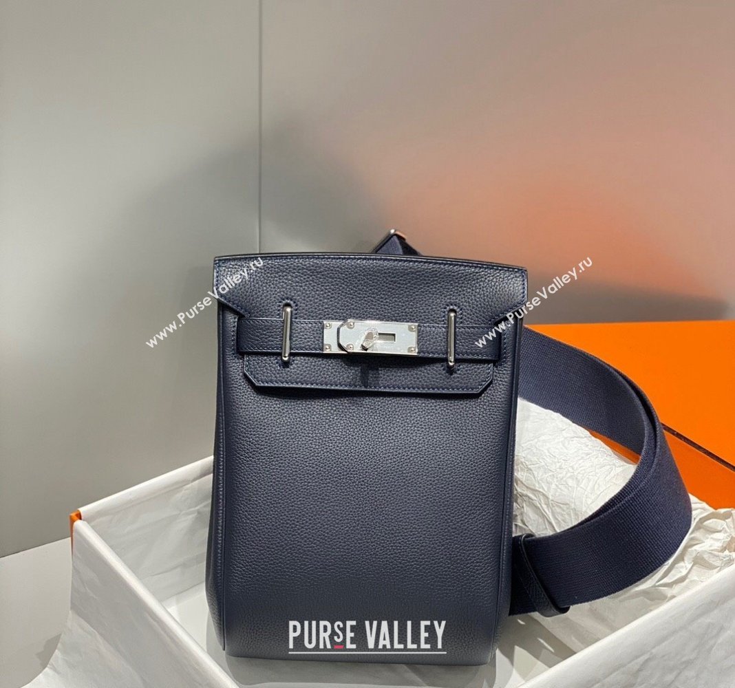 Hermes Birkin Hac a Dos Bag in Original Grained Calfskin Navy Blue 2024 (FLI-240828123)