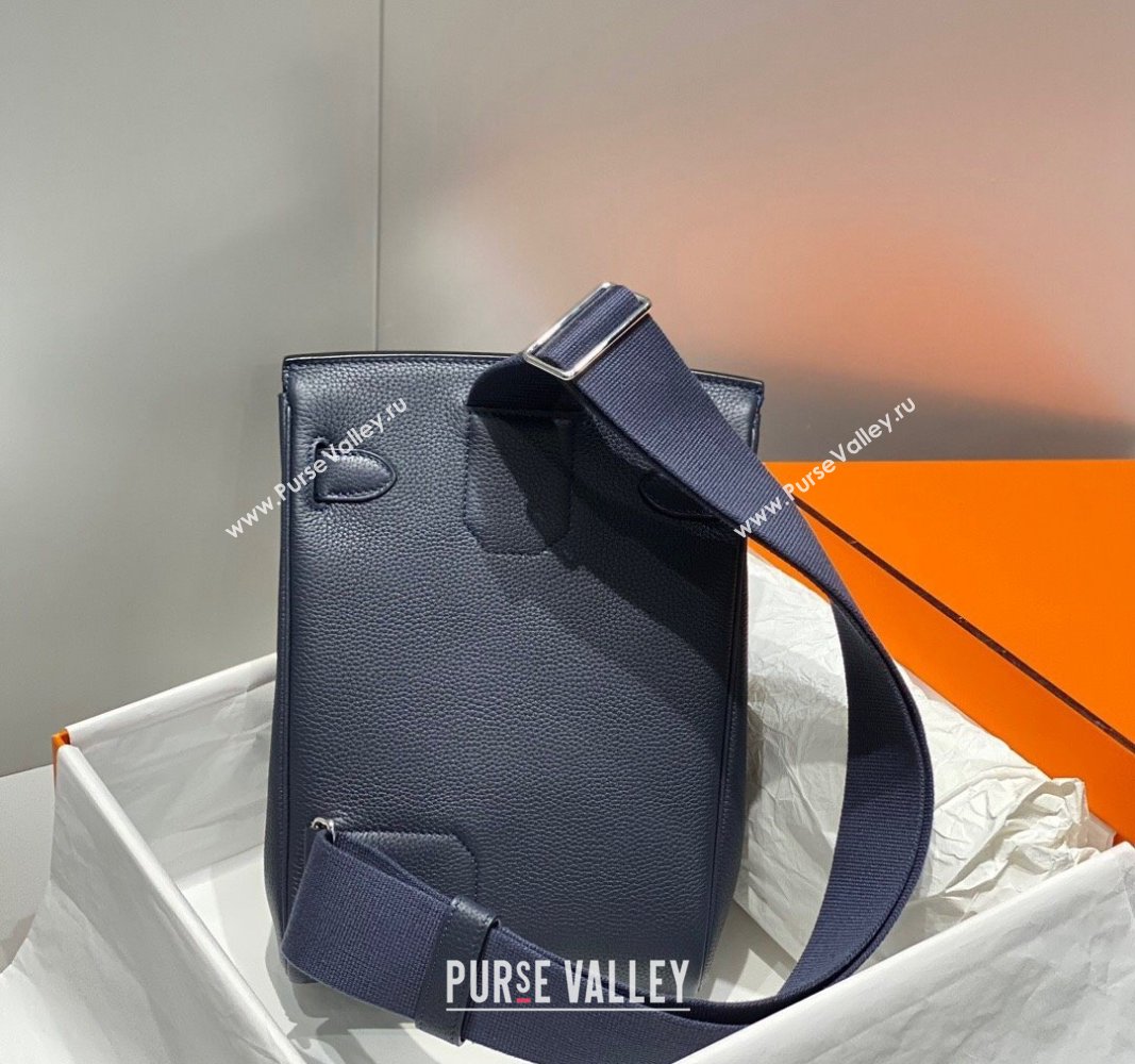 Hermes Birkin Hac a Dos Bag in Original Grained Calfskin Navy Blue 2024 (FLI-240828123)