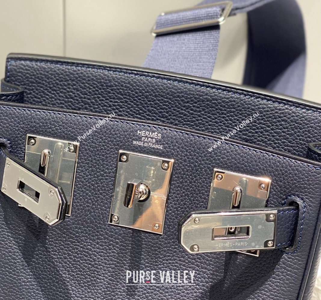 Hermes Birkin Hac a Dos Bag in Original Grained Calfskin Navy Blue 2024 (FLI-240828123)