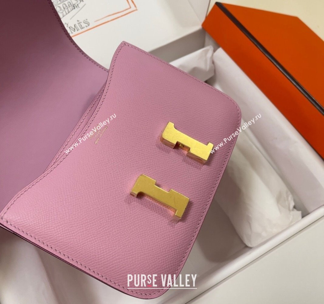 Hermes Constance Mini Bag 18cm in Epsom Palm-Grained Leather Mallow Purple/Gold 2024 (Half Handmade) (FLI-240828064)