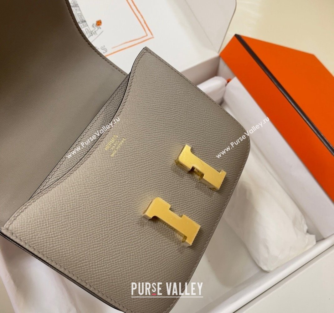 Hermes Constance Mini Bag 18cm in Epsom Palm-Grained Leather Pitch Grey/Gold 2024 (Half Handmade) (FLI-240828057)