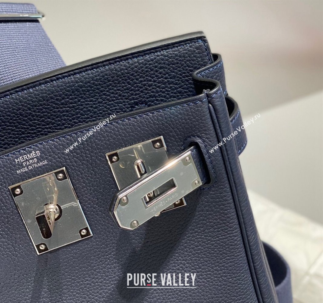 Hermes Birkin Hac a Dos Bag in Original Grained Calfskin Navy Blue 2024 (FLI-240828123)