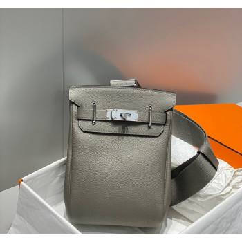 Hermes Birkin Hac a Dos Bag in Original Grained Calfskin Cloud Grey 2024 (FLI-240828124)