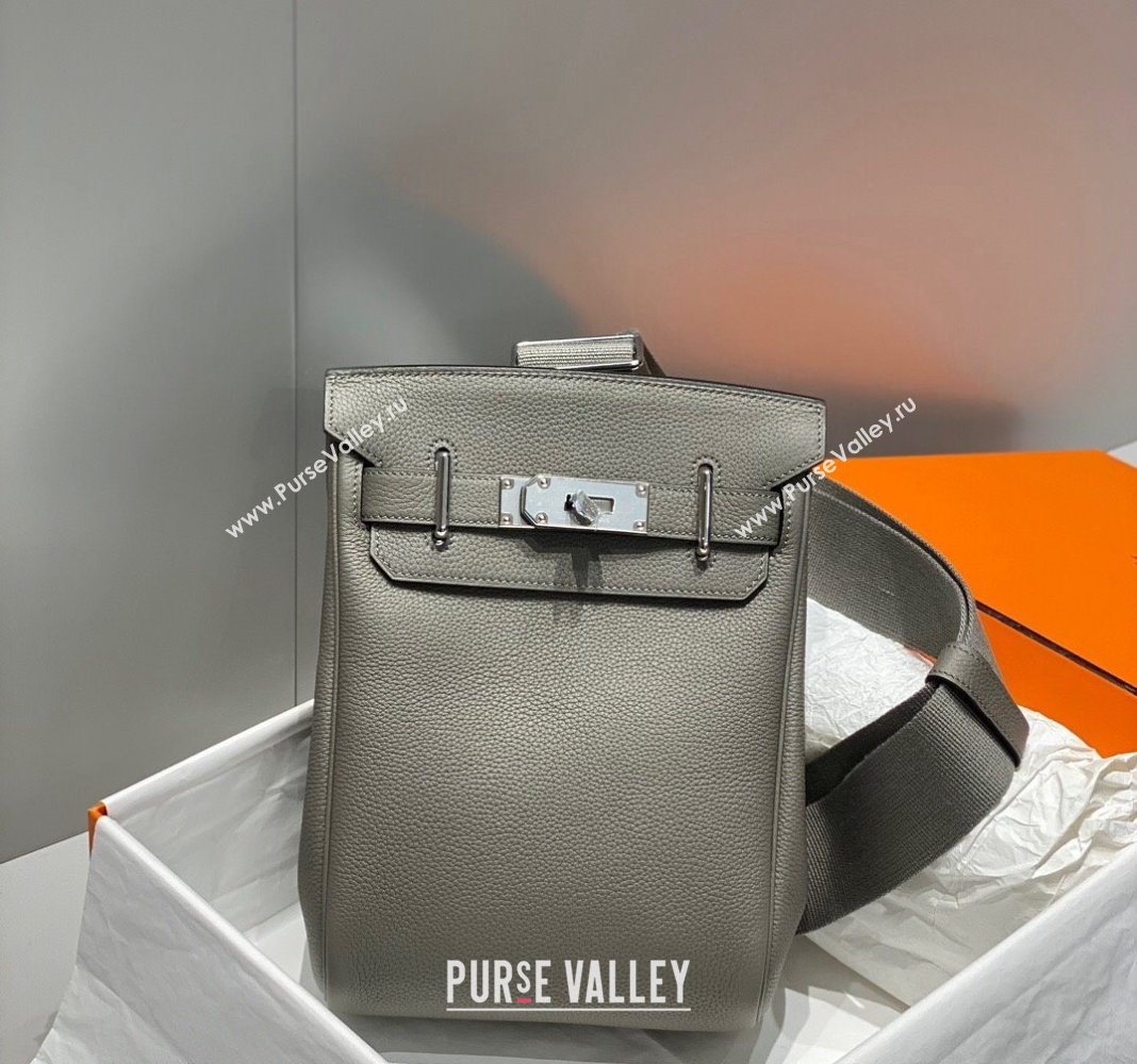 Hermes Birkin Hac a Dos Bag in Original Grained Calfskin Cloud Grey 2024 (FLI-240828124)