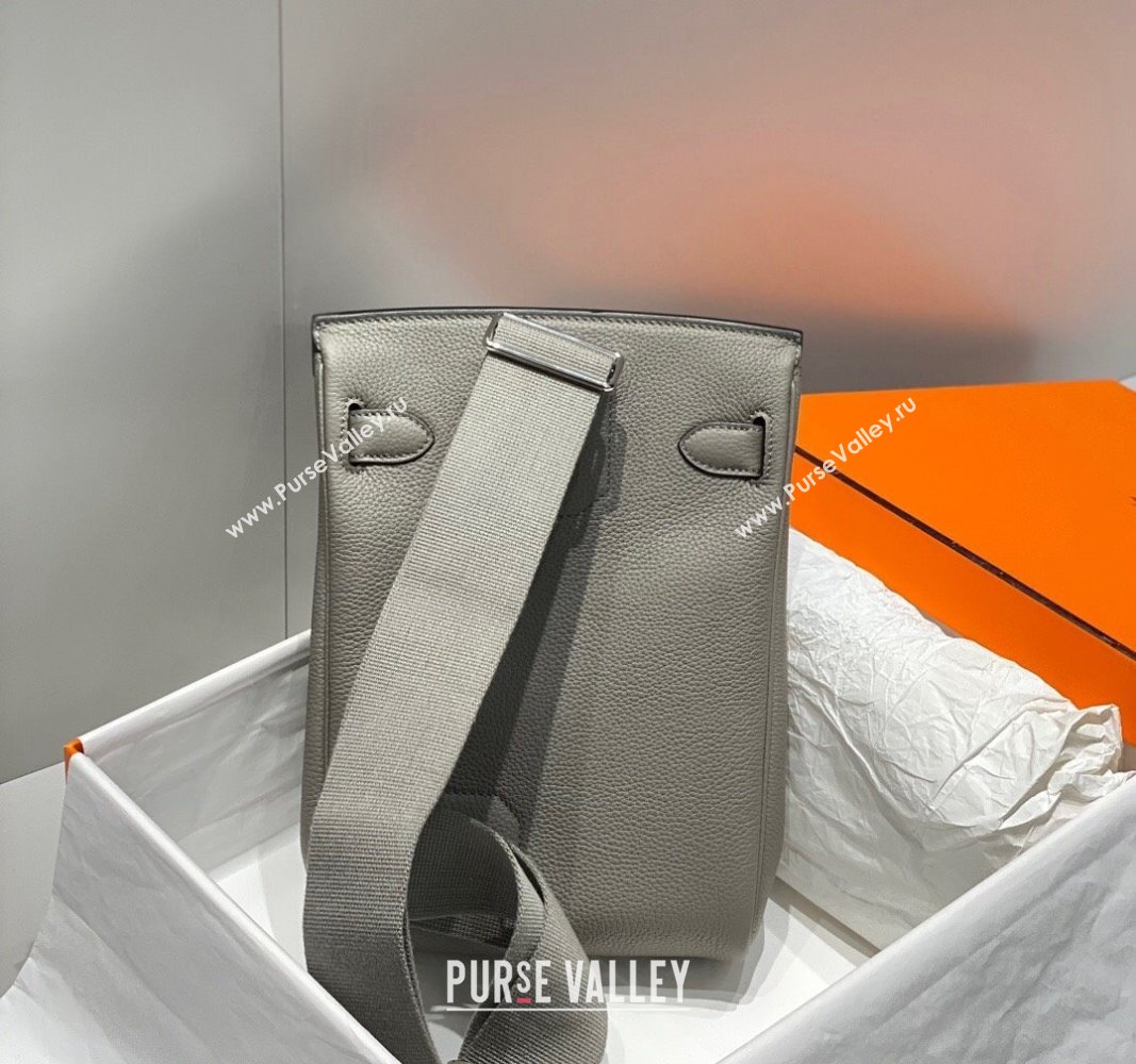 Hermes Birkin Hac a Dos Bag in Original Grained Calfskin Cloud Grey 2024 (FLI-240828124)