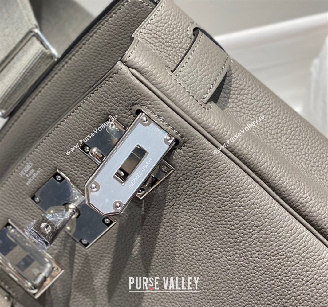 Hermes Birkin Hac a Dos Bag in Original Grained Calfskin Cloud Grey 2024 (FLI-240828124)