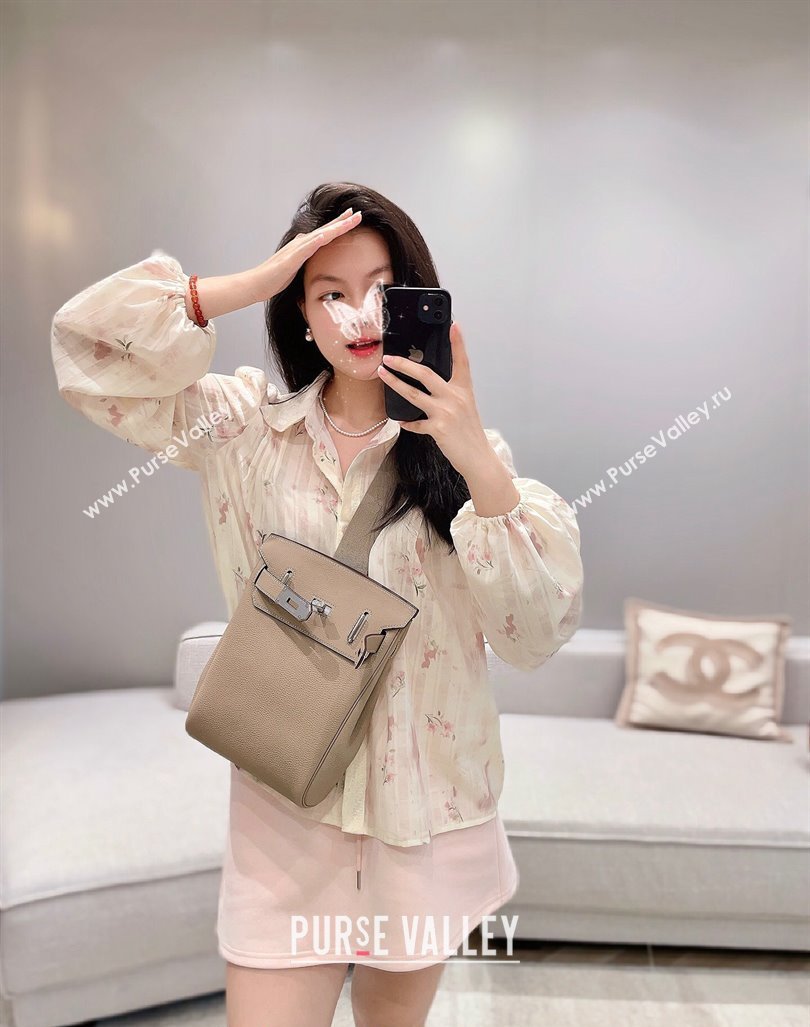 Hermes Birkin Hac a Dos Bag in Original Grained Calfskin Coat Grey 2024 (FLI-240828125)