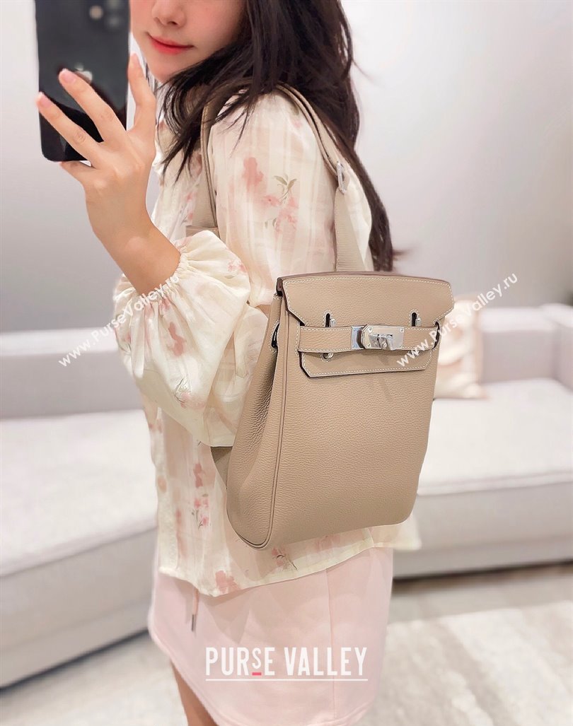 Hermes Birkin Hac a Dos Bag in Original Grained Calfskin Coat Grey 2024 (FLI-240828125)