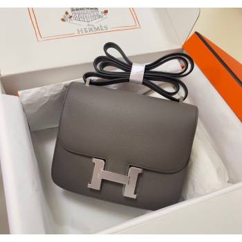 Hermes Constance Mini Bag 18cm in Epsom Palm-Grained Leather Etain Grey/Silver 2024 (Half Handmade) (FLI-240828065)