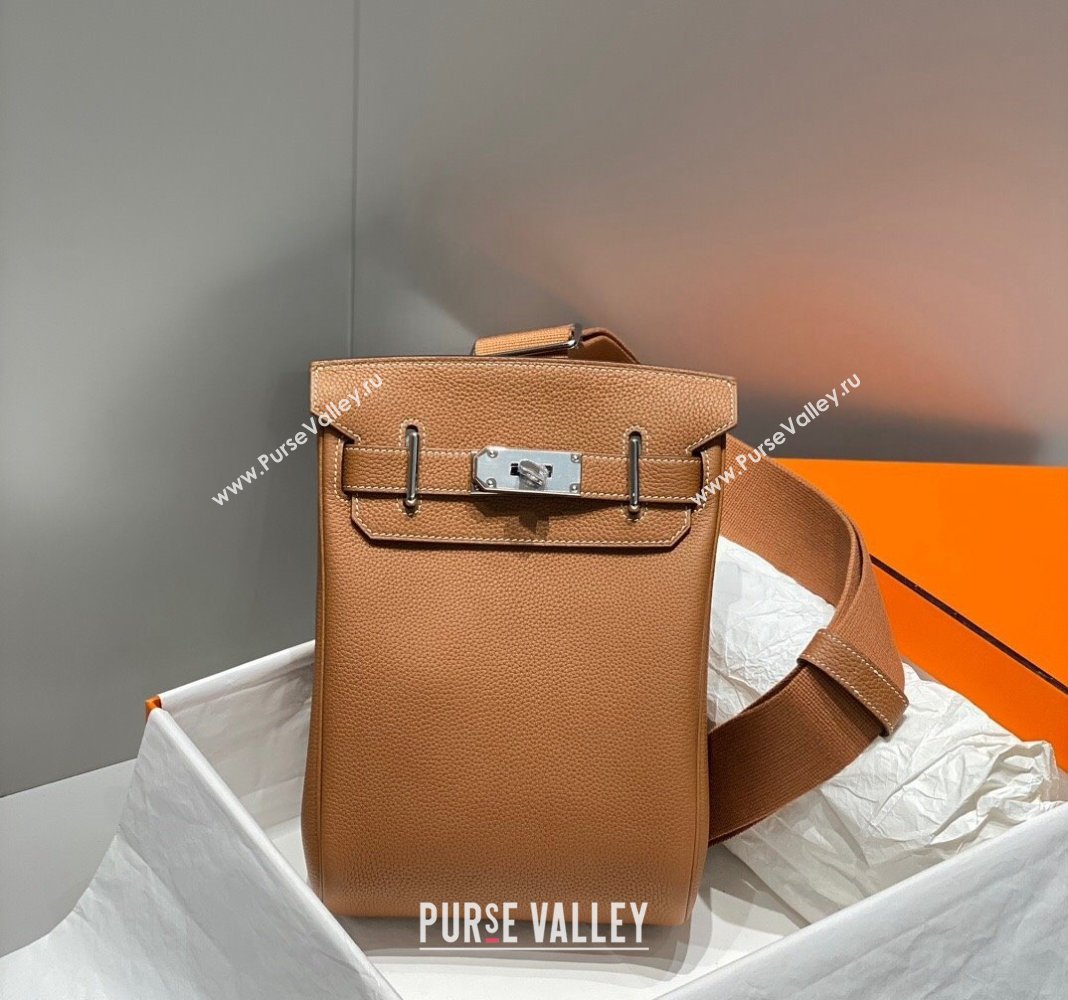 Hermes Birkin Hac a Dos Bag in Original Grained Calfskin Golden Brown 2024 (FLI-240828126)